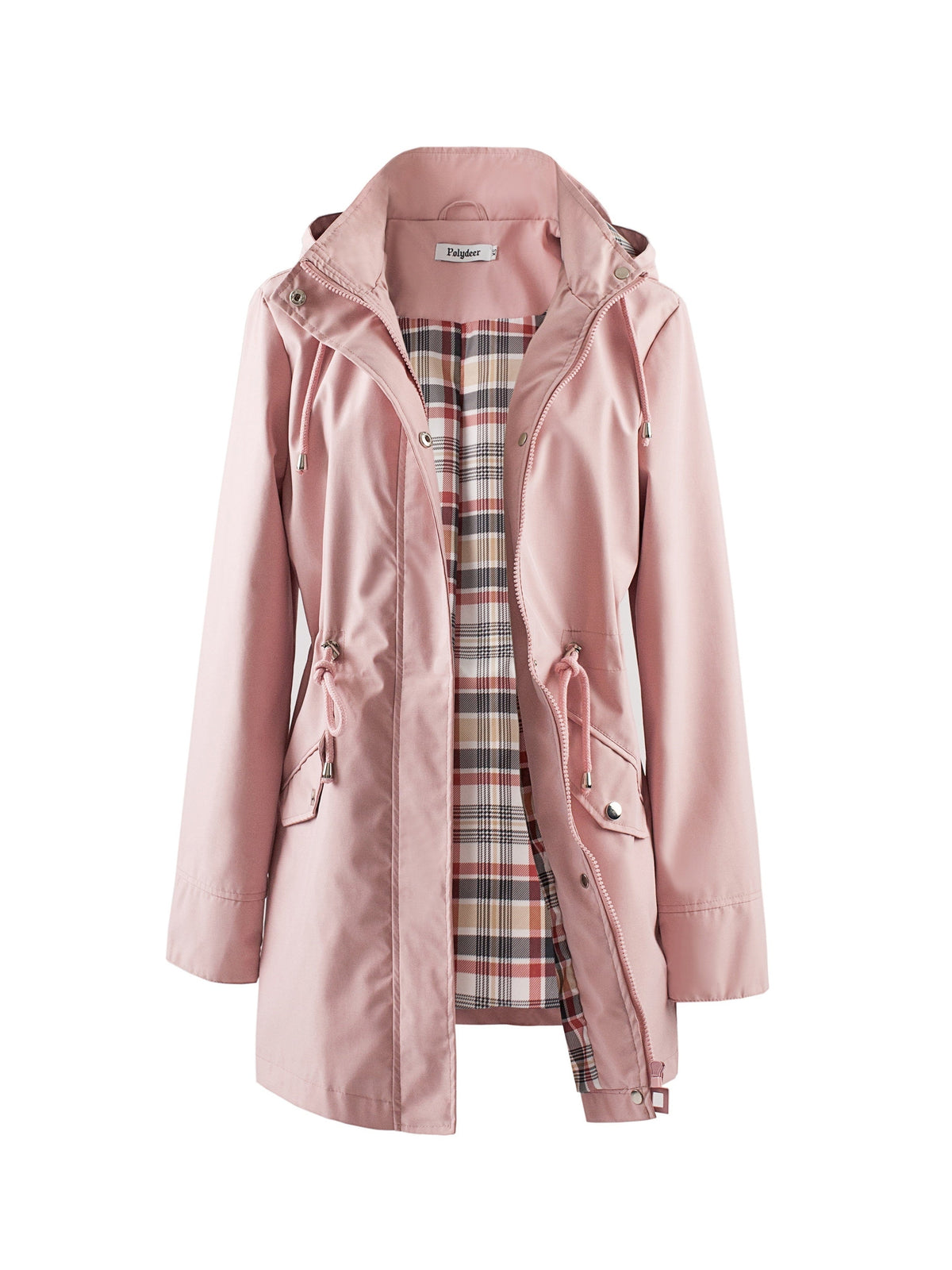 Women's Hooded Anorak Parka with Drawstring Waist and Zip Front