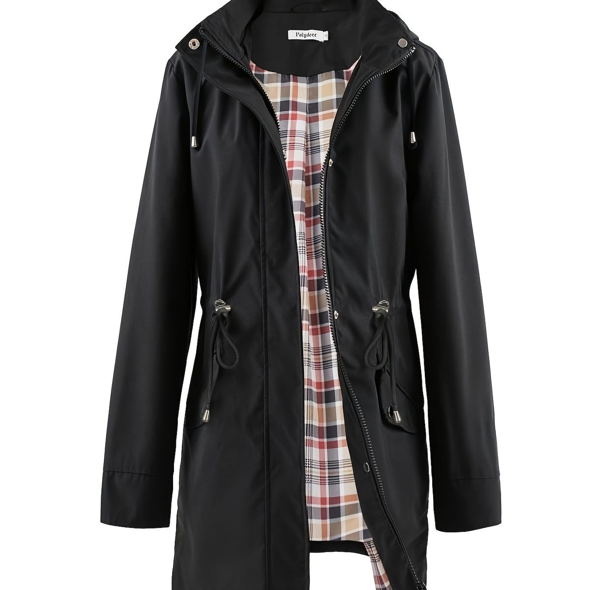 Women's Hooded Anorak Parka with Drawstring Waist and Zip Front