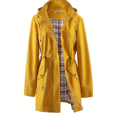 Women's Hooded Anorak Parka with Drawstring Waist and Zip Front