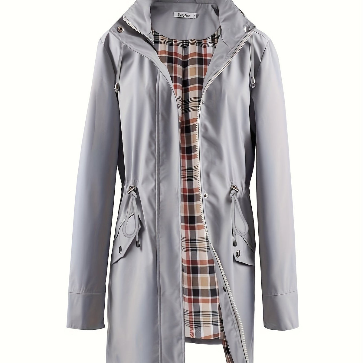 Women's Hooded Anorak Parka with Drawstring Waist and Zip Front