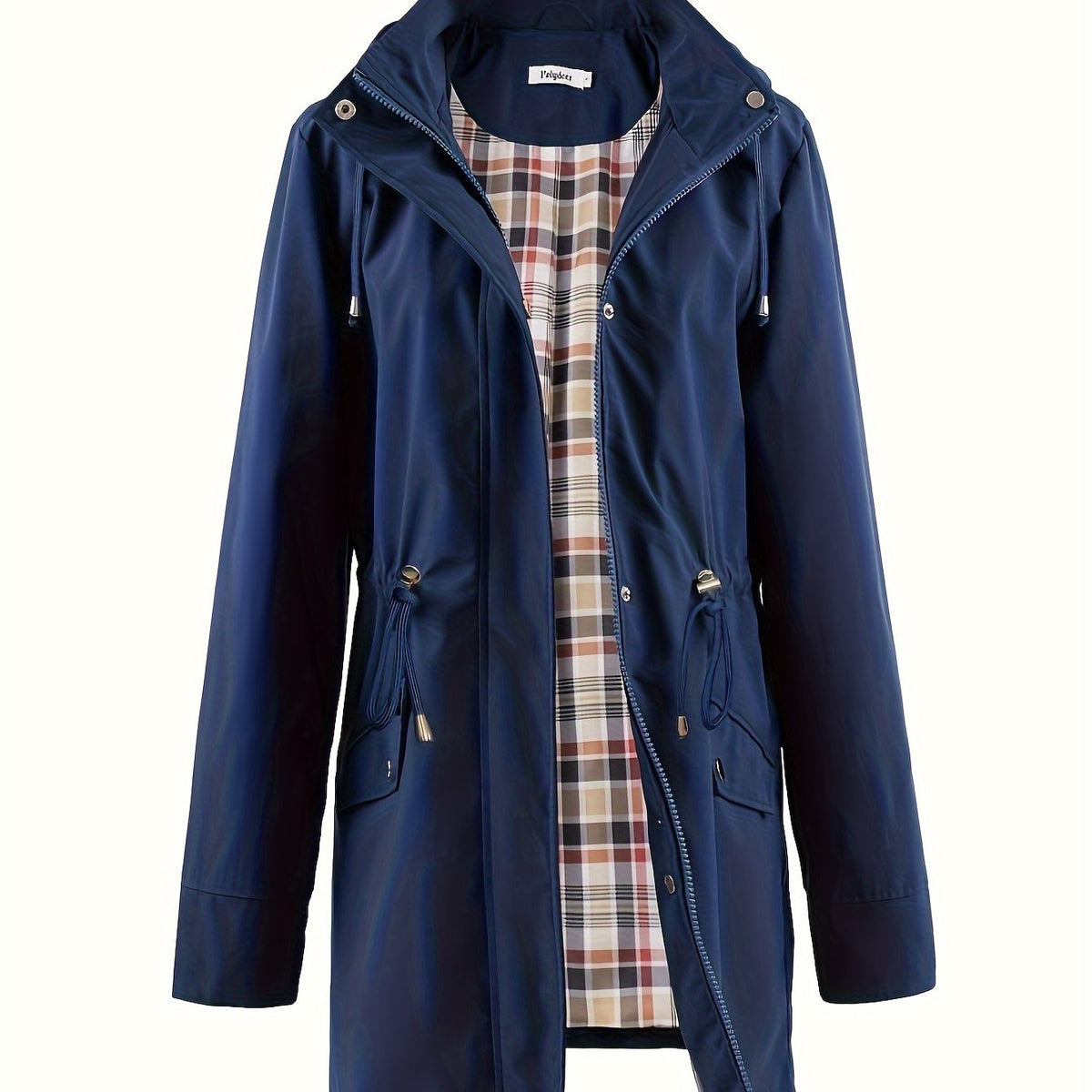 Women's Hooded Anorak Parka with Drawstring Waist and Zip Front