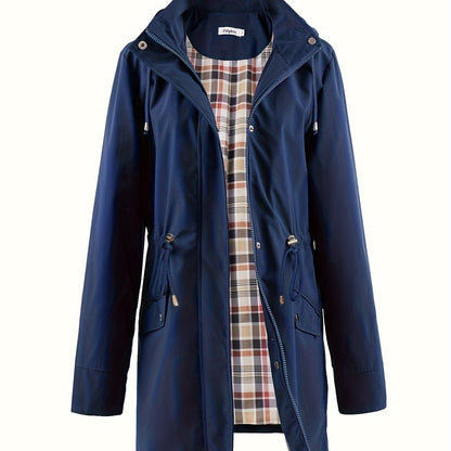 Women's Hooded Anorak Parka with Drawstring Waist and Zip Front