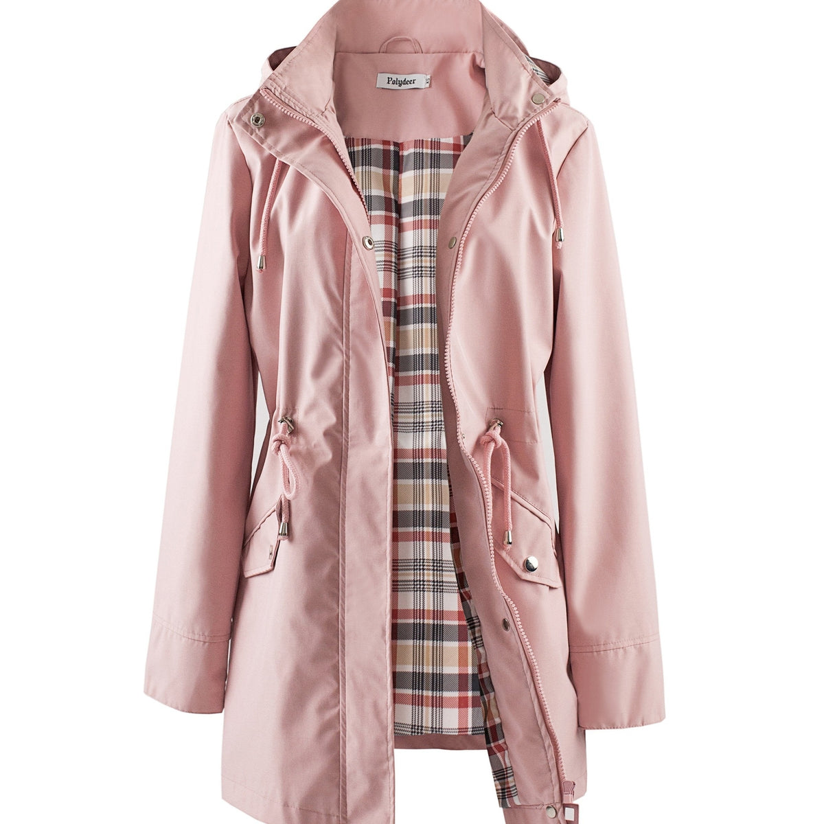 Women's Hooded Anorak Parka with Drawstring Waist and Zip Front