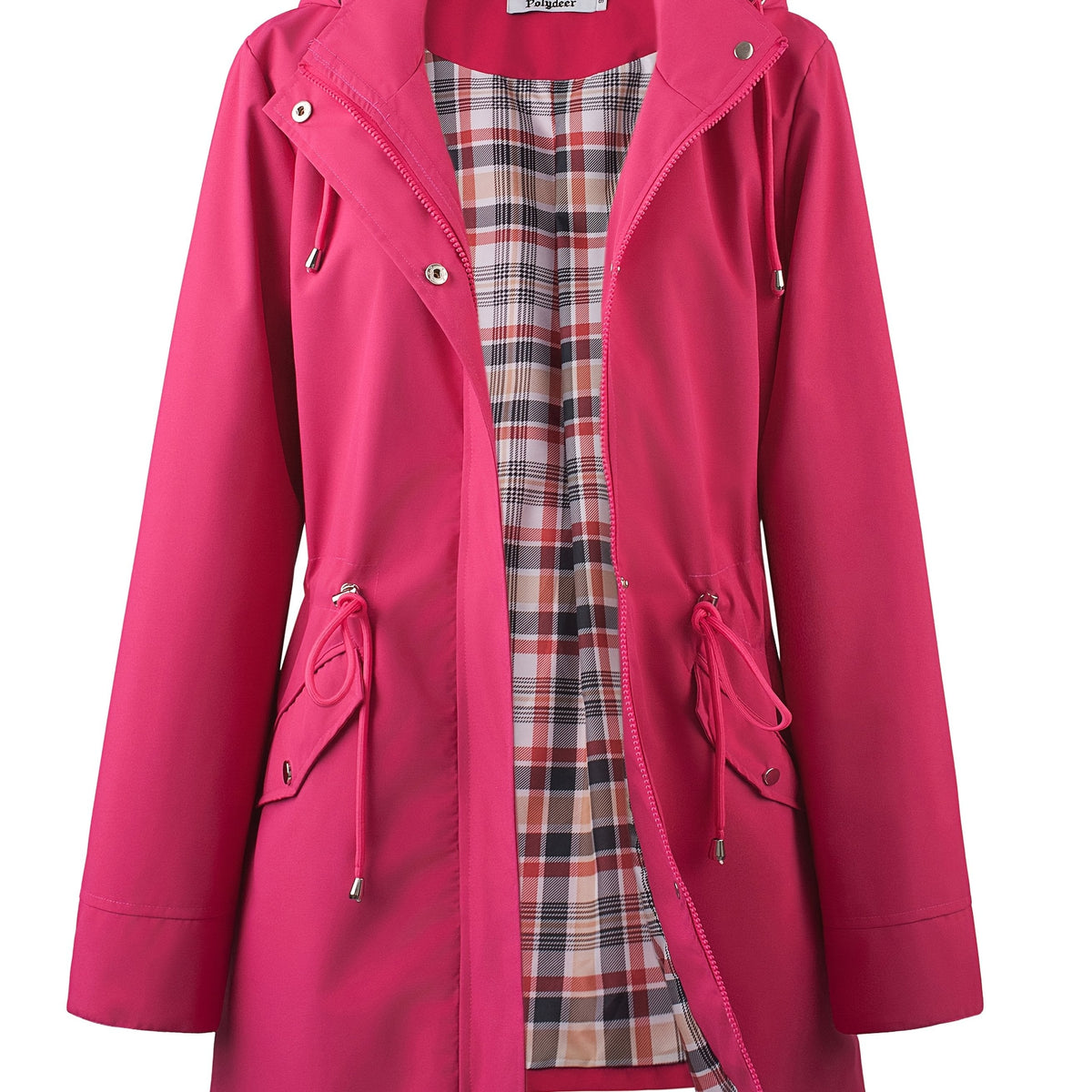 Women's Hooded Anorak Parka with Drawstring Waist and Zip Front