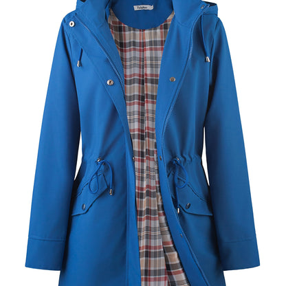 Women's Hooded Anorak Parka with Drawstring Waist and Zip Front