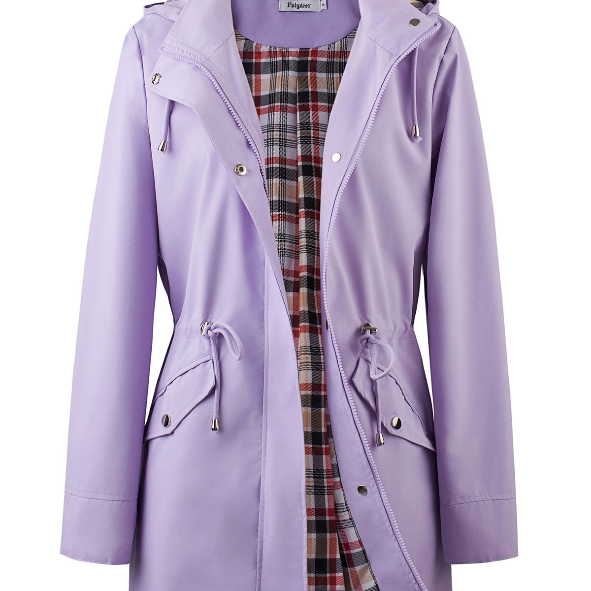 Women's Hooded Anorak Parka with Drawstring Waist and Zip Front