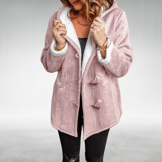 Women's Hooded Duffle Winter Coat with Fleece Lining and Toggles