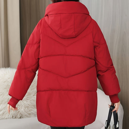 Women's Hooded Longline Puffer Coat with Utility Pockets
