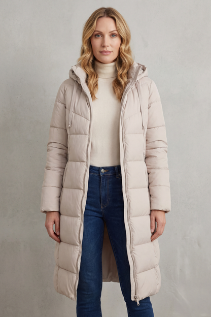 Women's Hooded Longline Quilted Puffer Coat