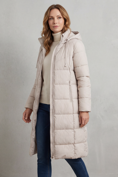 Women's Hooded Longline Quilted Puffer Coat