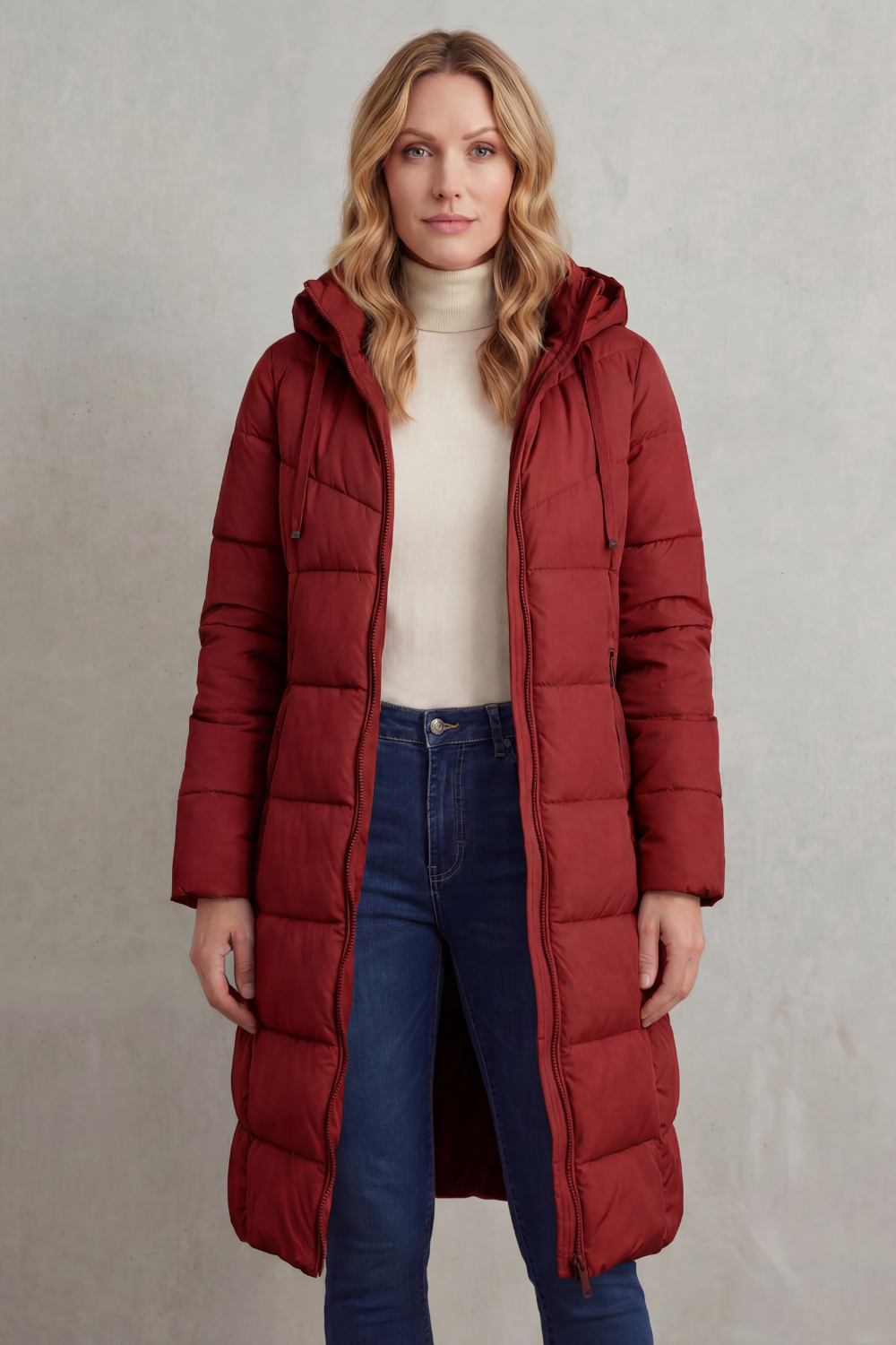 Women's Hooded Longline Quilted Puffer Coat