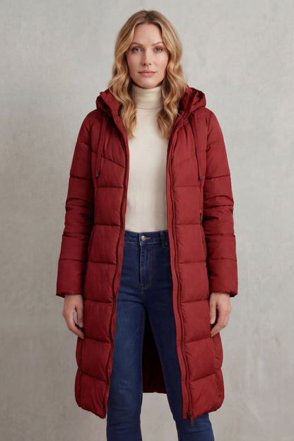 Women's Hooded Longline Quilted Puffer Coat
