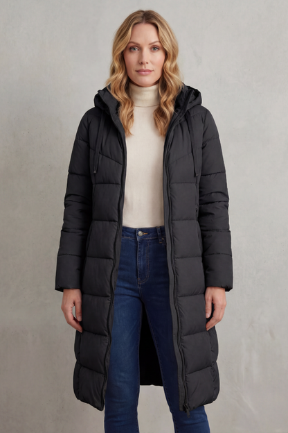 Women's Hooded Longline Quilted Puffer Coat