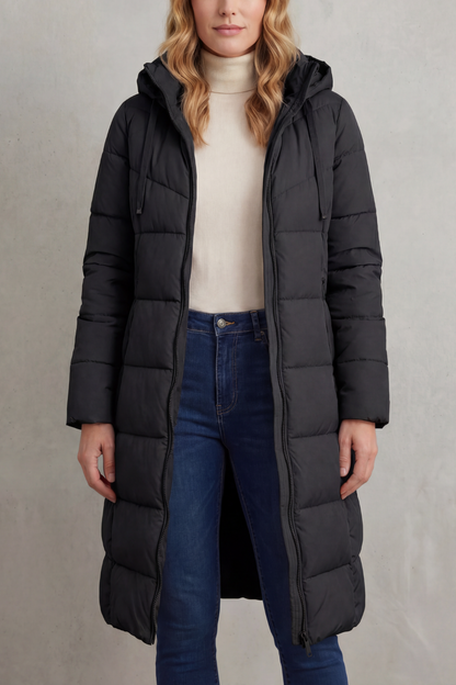 Women's Hooded Longline Quilted Puffer Coat