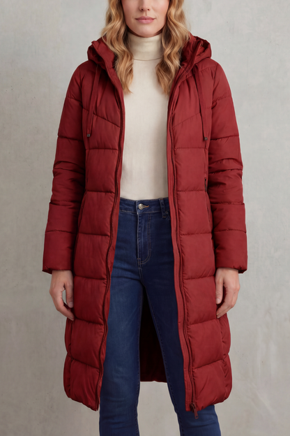 Women's Hooded Longline Quilted Puffer Coat
