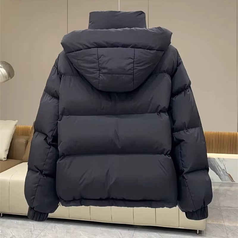 Women's Hooded Puffer Jacket with High Neck