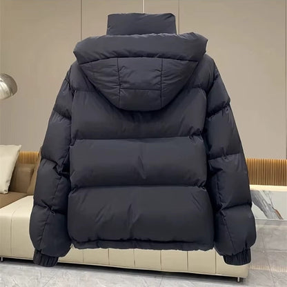 Women's Hooded Puffer Jacket with High Neck