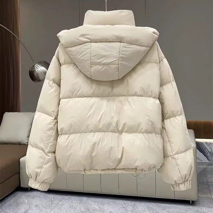 Women's Hooded Puffer Jacket With High Neck Collar
