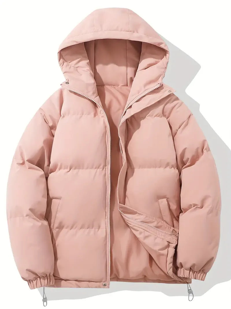 Women's Hooded Quilted Puffer Jacket With Zip Closure