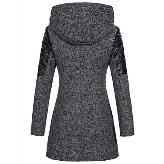 Women's Hooded Winter Coat with Asymmetric Zip