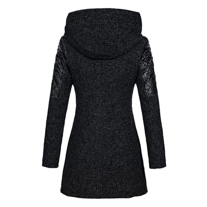 Women's Hooded Winter Coat with Asymmetric Zip