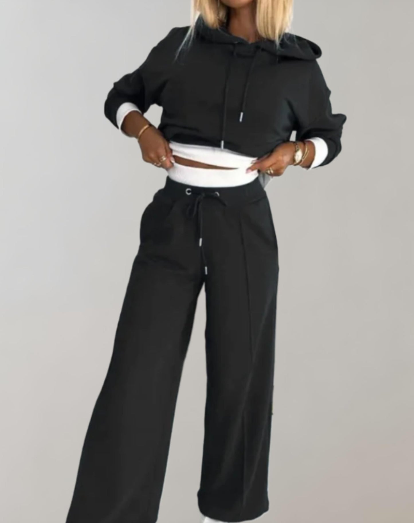 Women's Hoodie and Wide Leg Trousers Set