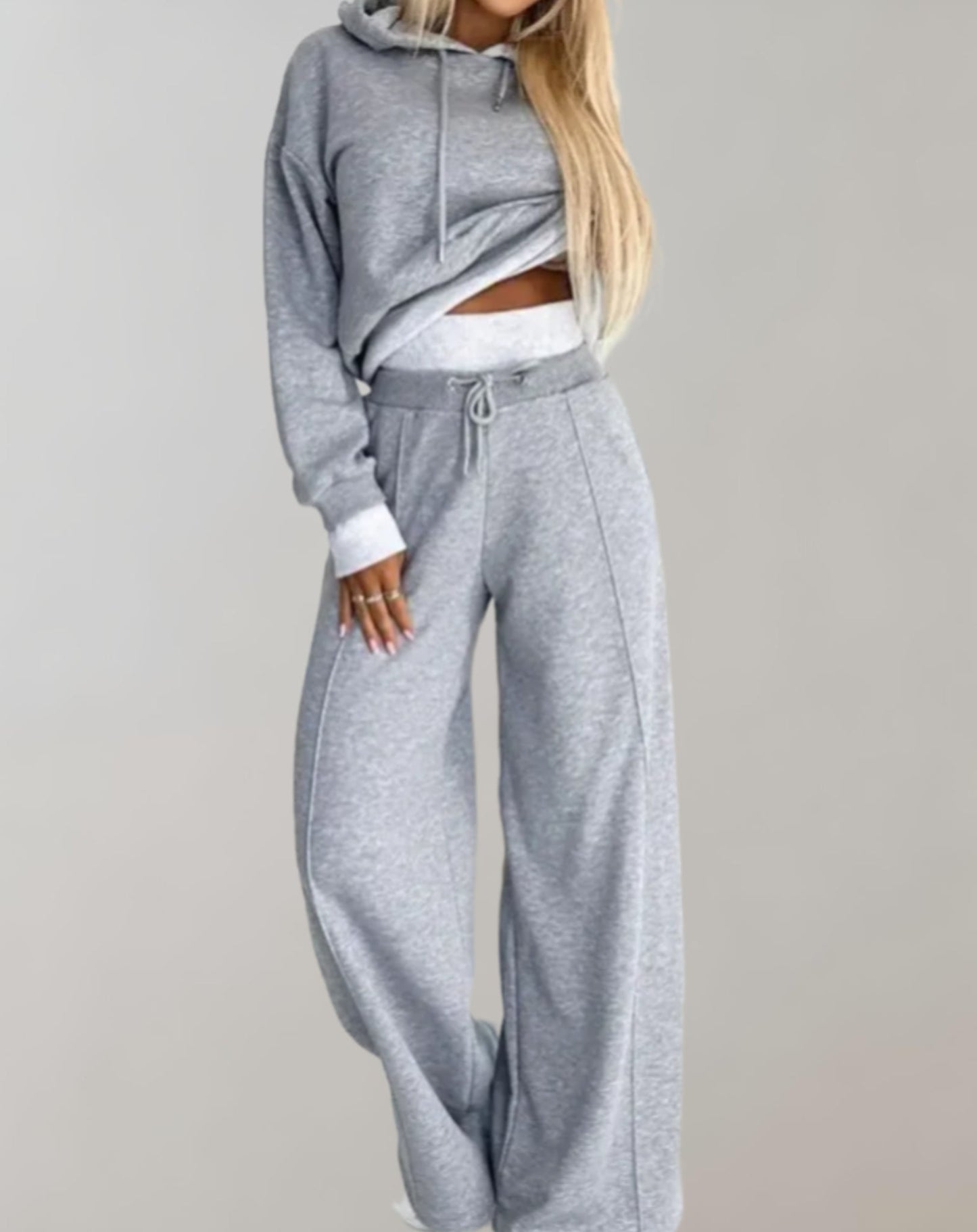 Women's Hoodie and Wide Leg Trousers Set