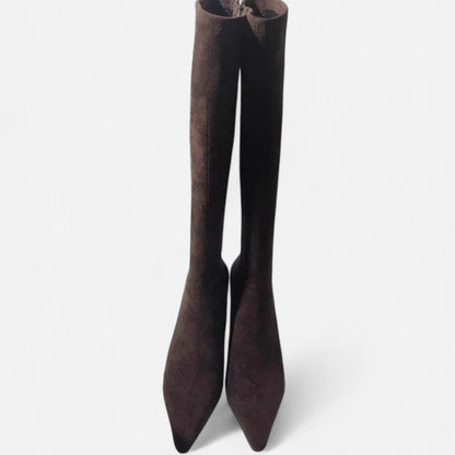 Women's Knee-High Heeled Boots Suede Look