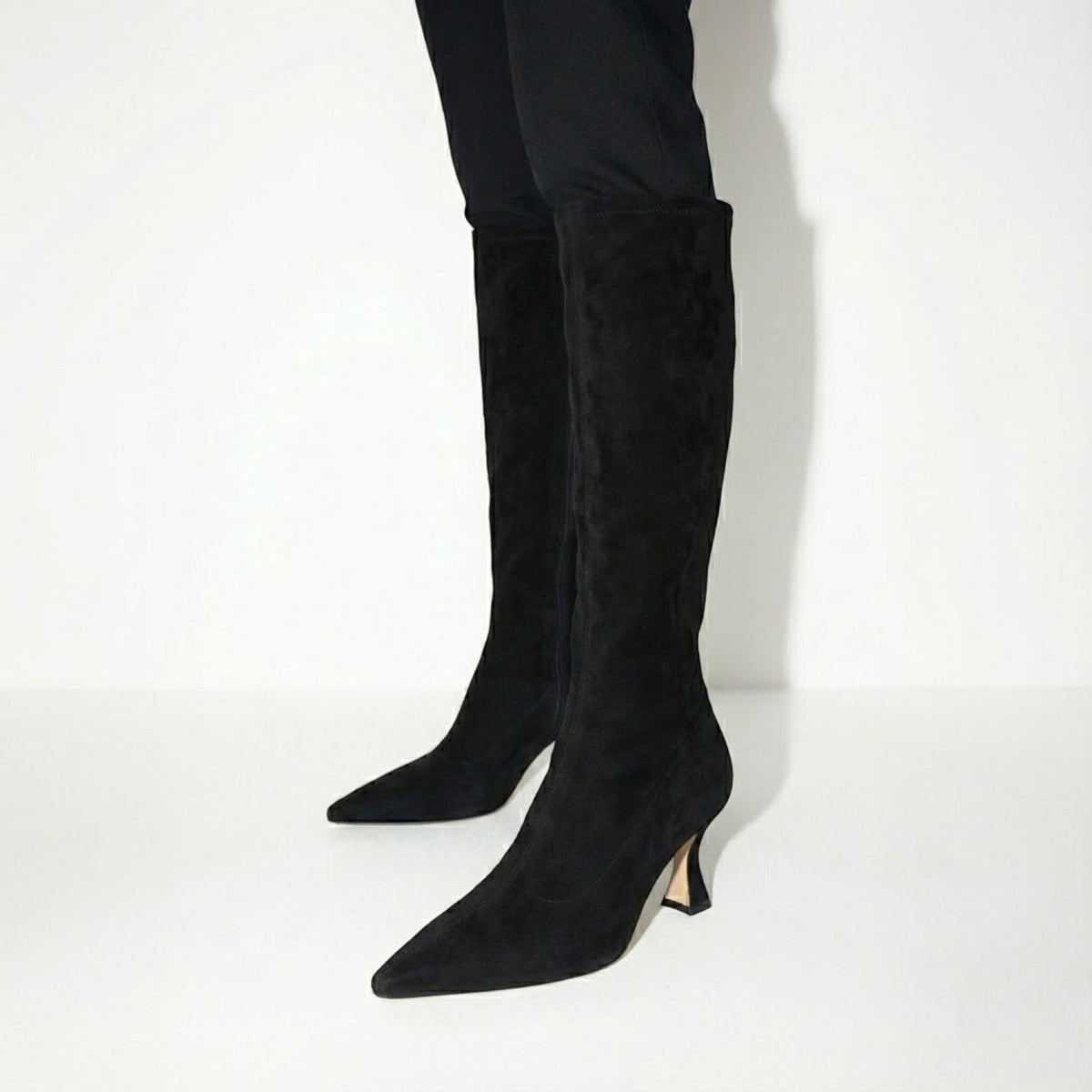 Women's Knee-High Heeled Boots Suede Look
