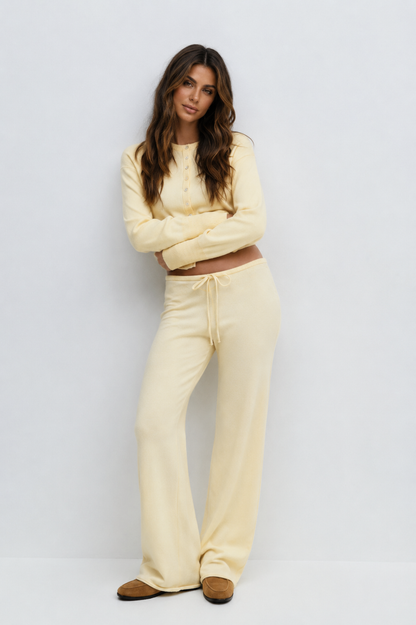 Women's Knit Cardigan And Wide Leg Trouser Lounge Set