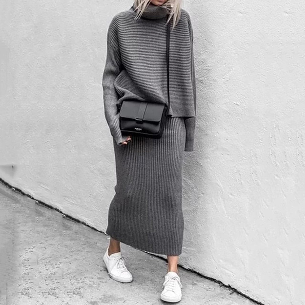 Women's Knit Top & Maxi Skirt Co-Ord Set