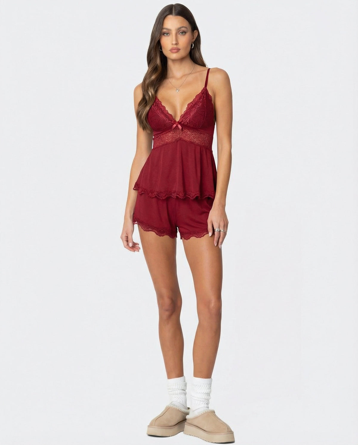Women's Lace Cami and Shorts Set