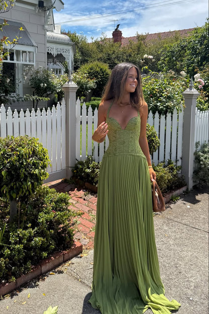 Women's Lace Corset Halter Maxi Dress