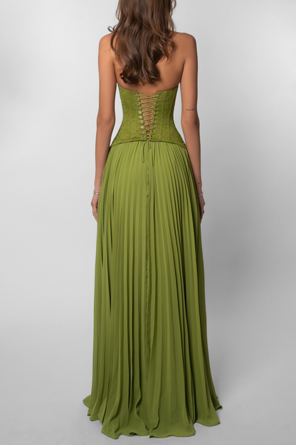 Women's Lace Corset Halter Maxi Dress