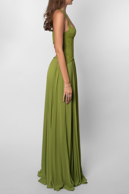 Women's Lace Corset Halter Maxi Dress