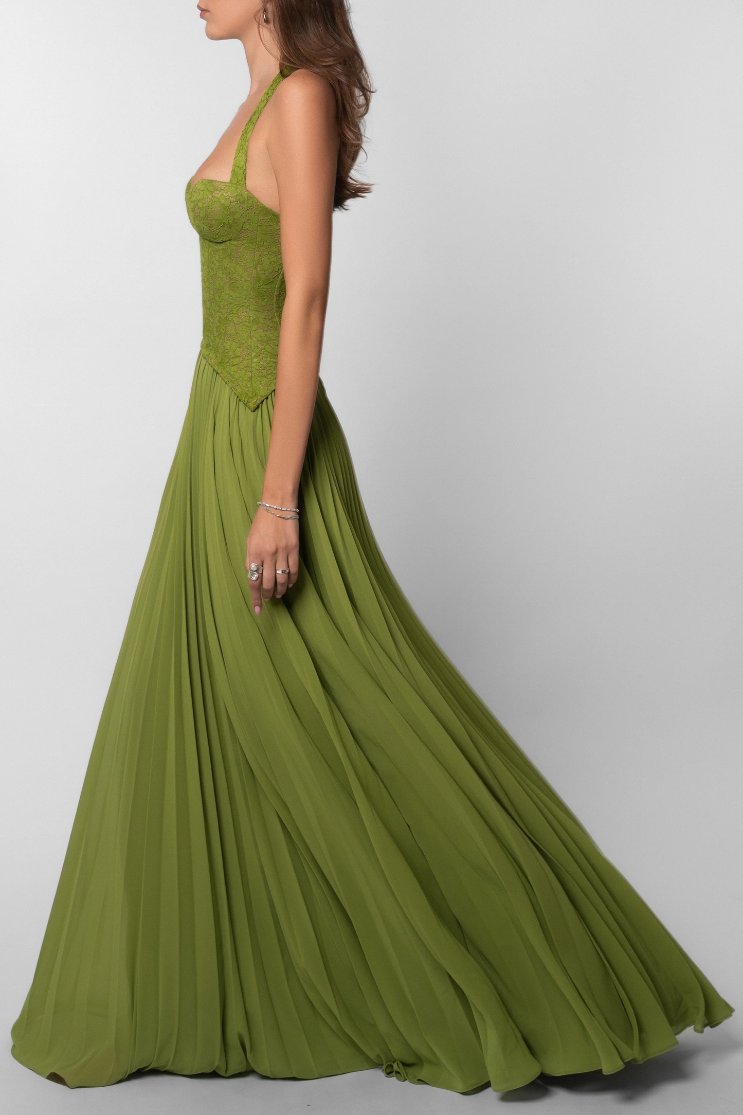 Women's Lace Corset Halter Maxi Dress