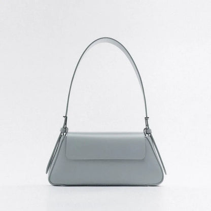 Women's Leather Baguette Shoulder Bag with Knotted Strap Detail
