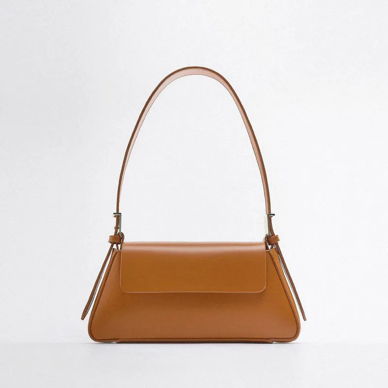 Women's Leather Baguette Shoulder Bag with Knotted Strap Detail