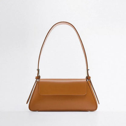 Women's Leather Baguette Shoulder Bag with Knotted Strap Detail