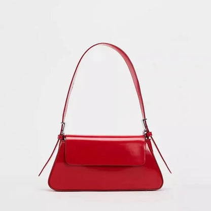 Women's Leather Baguette Shoulder Bag with Knotted Strap Detail