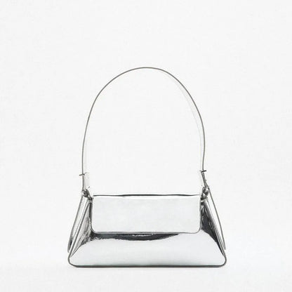 Women's Leather Baguette Shoulder Bag with Knotted Strap Detail