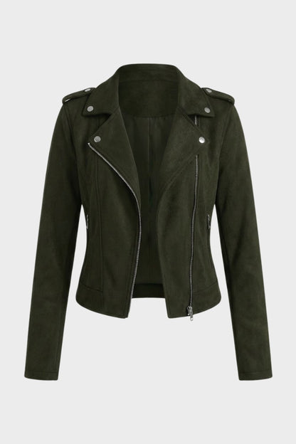 Women's Leather Look Biker Jacket