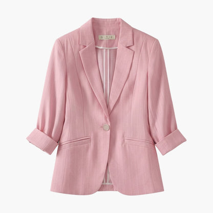 Women's Lightweight Linen-Blend 3/4-Sleeve Blazer