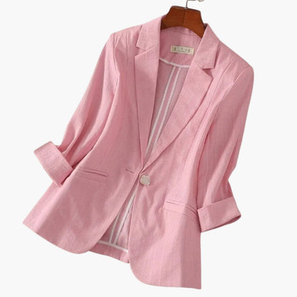 Women's Lightweight Linen-Blend 3/4-Sleeve Blazer