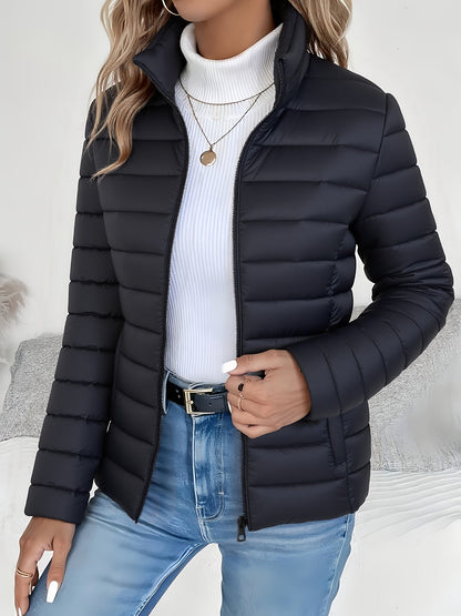 Women's Lightweight Puffer Jacket with Stand Collar