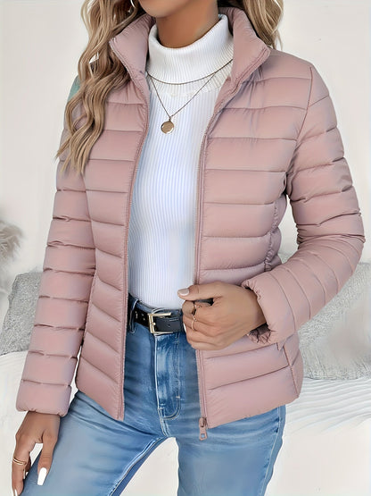 Women's Lightweight Puffer Jacket with Stand Collar