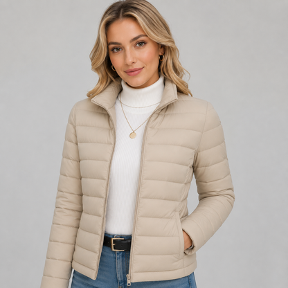 Women's Lightweight Puffer Jacket with Stand Collar