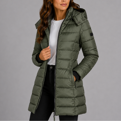 Women's Long Hooded Insulated Puffer Jacket