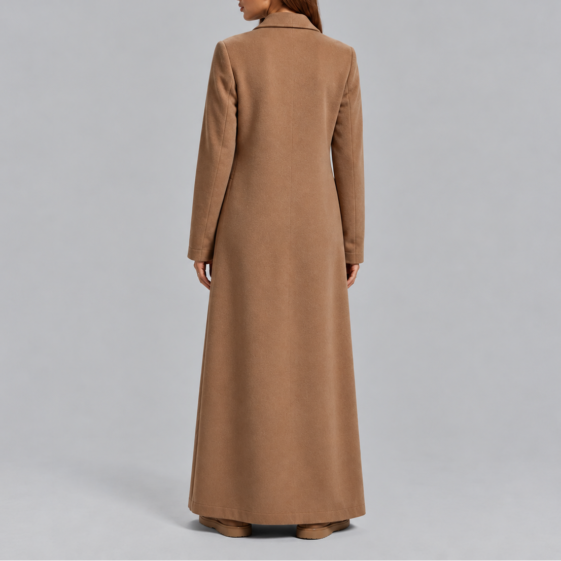 Women's longline double breasted overcoat colour options