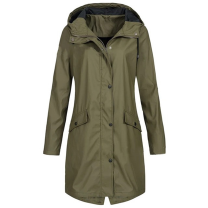 Women's Longline Hooded Utility Parka with Button Front
